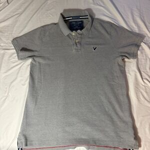 American Eagle Vintage Fit Eagle Polo Shirt Men's Large Grey Comfort
